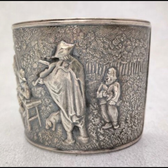 Hans Jensen Denmark Repousee silver plated  cuff - Picture 10 of 11